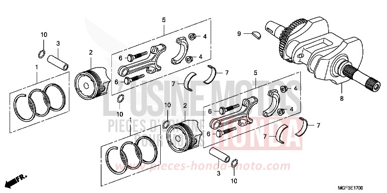 VILEBREQUIN/PISTON de SILVER WING PEARL COSMIC BLACK (NHA64) de 2011